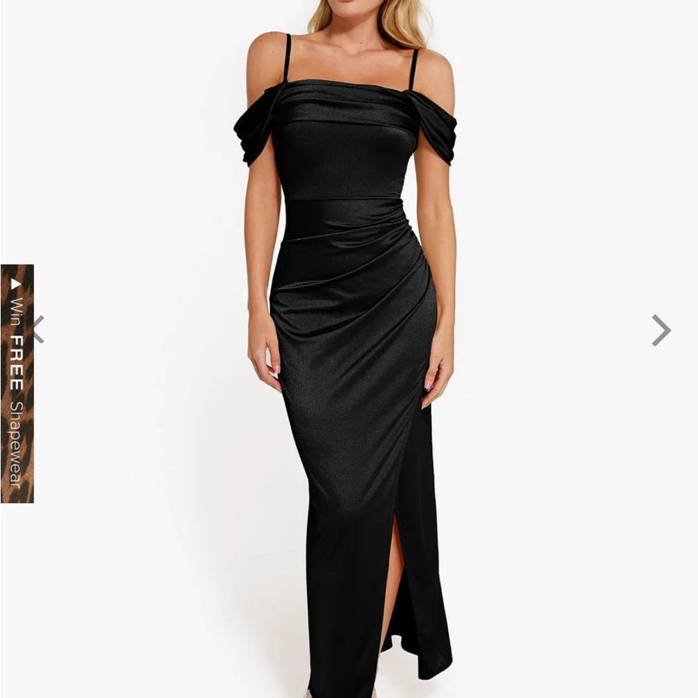 Black Off-Shoulder Slit Bodycon Dress